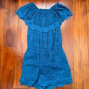 Blue off the shoulder romper